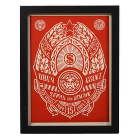 Shepard Fairey b1970 LE Red Supply & Demand SIGNED