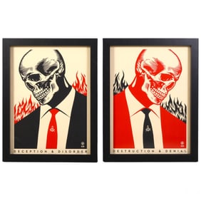 Shepard Fairey b.1970 Destruction & Denial 2pc SET