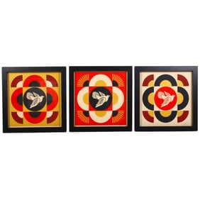 Shepard Fairey b1970 Peace Dove LE Triptych SIGNED