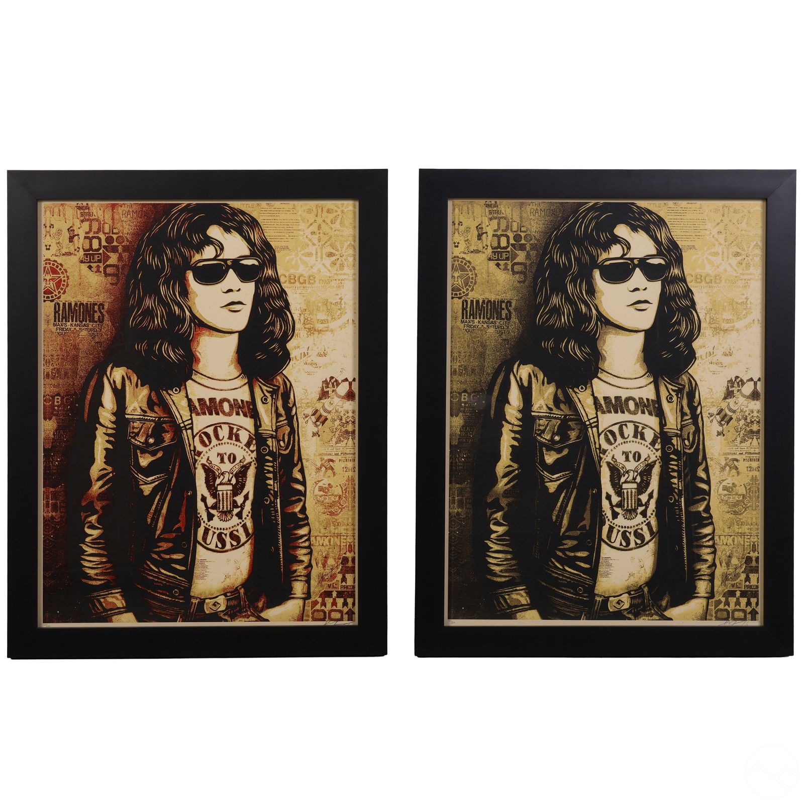 Shepard Fairey b.1970 Ramone 2016 2pc Set SIGNED (1 of 9)