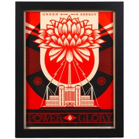 Shepard Fairey b.1970 Green Power & Glory SIGNED