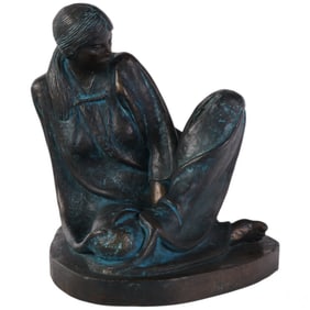 Victor Hugo Castaneda B.1947 Bronze Seated Woman