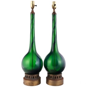 Pair of Mid Century Murano Art Glass Table Lamps