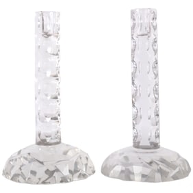 Pair Archimedes Seguso Murano Glass Candlesticks