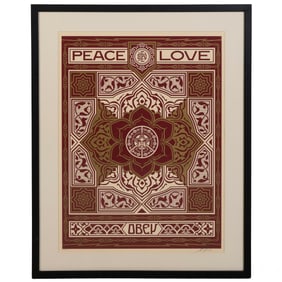 Shepard Fairey b1970 Peace Love screenprint SIGNED