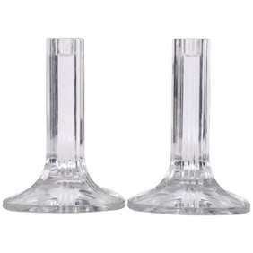 Baccarat Pair Clear Crystal Art Deco Candlesticks