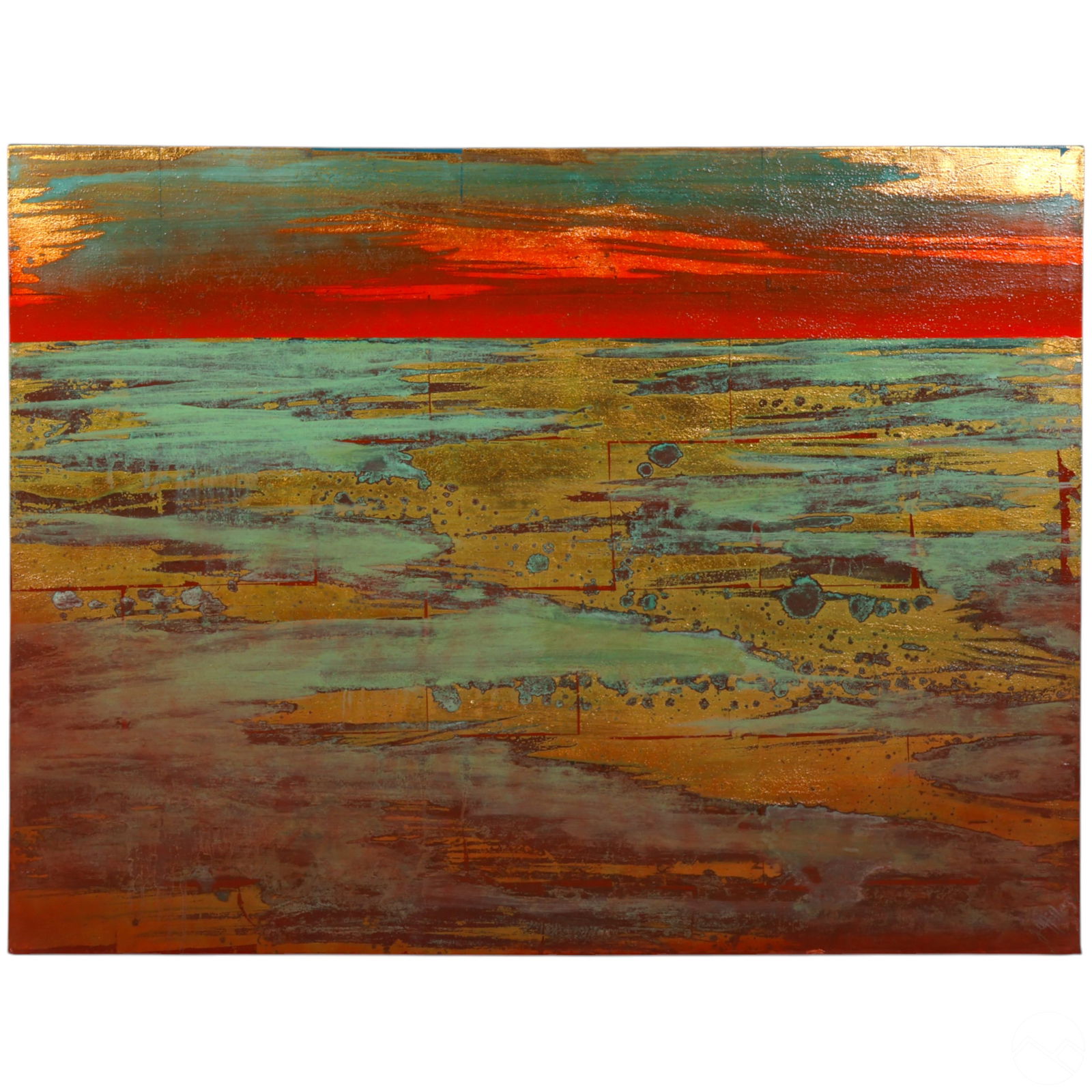 Jill Holland b.1954 Abstract Gold Horizon Painting (1 of 6)