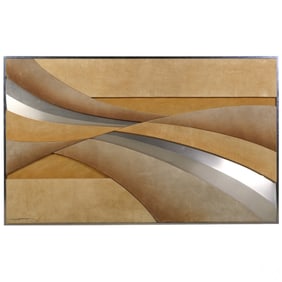 Suede Leather Abstract Sculptural Wall Art SIGNED