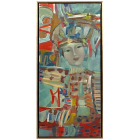 Marion Vinot b.1949 Abstract Cubist Oil Painting