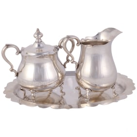 Sterling Silver Cream Sugar and Tray 645 grams