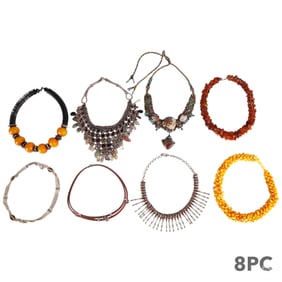 Sterling Amber Gemstone Runway Style Necklace LOT