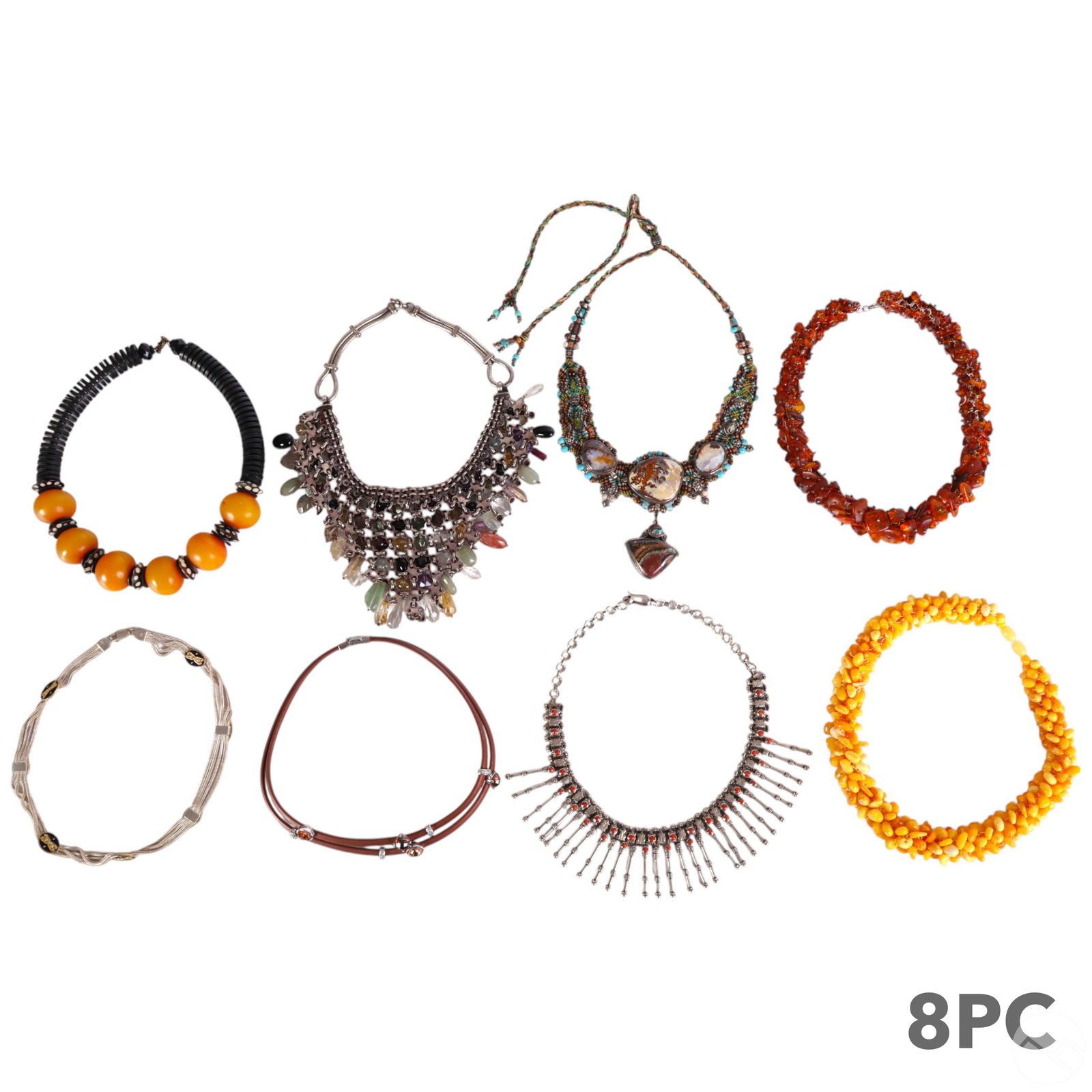 Sterling Amber Gemstone Runway Style Necklace LOT (1 of 19)