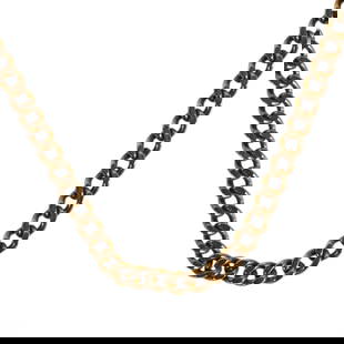 18K Yellow Gold Vintage Chain Link Necklace 8grams: Vintage 18k yellow gold chain link necklace marked "750," with a maker's name inscribed on a plaque near the clasp. Features a classic link design and measures approximately 20 inches in length. Combi
