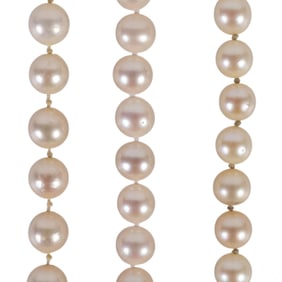 Akoya Hand Knotted Cultured Pearl Necklace 3pc LOT