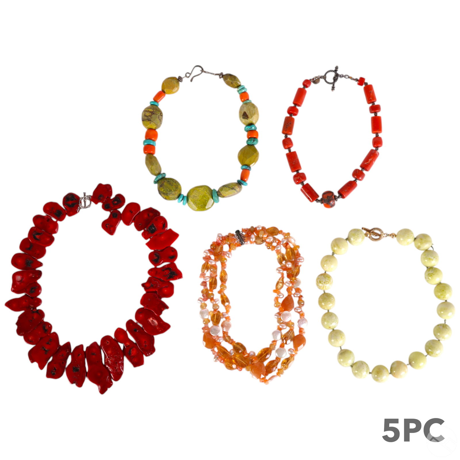 Natural Gemstone Designer Runway Necklace 5pc LOT (1 of 15)