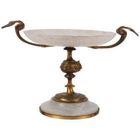 French Alabaster and Bronze Mounted Compote Tazza