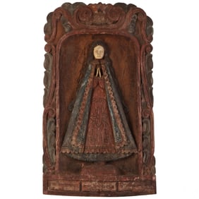 Mexican Colonial Style Retablo Carving of Madonna
