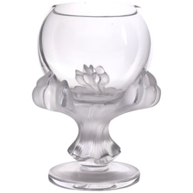 Lalique France Claw Bagheera Crystal Flower Vase