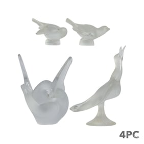 Lalique Fine French Crystal Birds Figures 4pc LOT