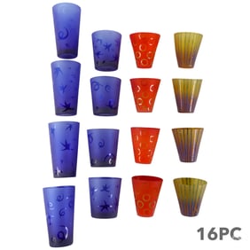 Artisan Frosted Studio Art Glasses SIGNED 16pc LOT