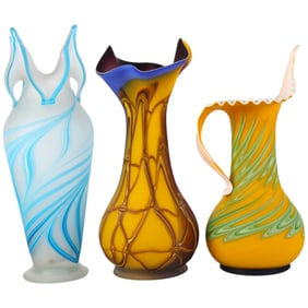 Essie Zareh Studio Art Satin Glass Vases 3pc LOT