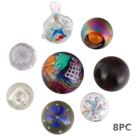 Signed Art Glass & Crystal Paperweights ESTATE LOT