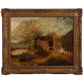 Hugh Cameron 1835-1918 Figural Landscape Painting