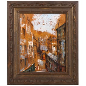 Lucien Delarue 1925-2011 Street Scene Oil Painting