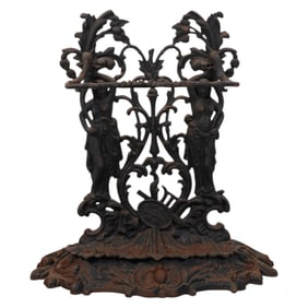 19C Alfred Corneau French Cast Iron Umbrella Stand