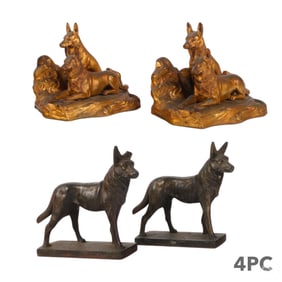 JB Hirsch & Cast Iron Shepard Dog Bookend 4pc LOT