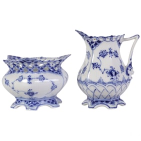 Royal Copenhagen Blue Fluted Full Lace Cream Sugar