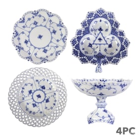Royal Copenhagen Blue Fluted Full Lace Plates 4PC