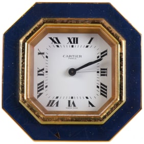 Cartier Vintage Enamel Desk Clock w/ Box & Papers