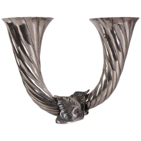 Houy Pouigo Italian Silverplate Dolphin Fish Vase