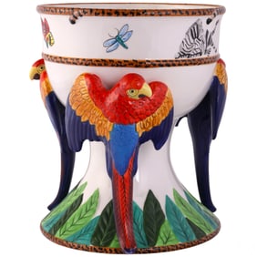 Lynn Chase Jungle Parrot Ceramic Vase Centerpiece