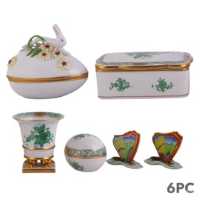 Herend Hungarian Porcelain Box Card Holder 6pc LOT