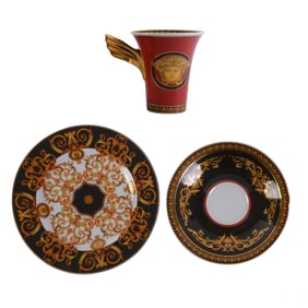Rosenthal Versace Espresso Cup and Saucers 3pc SET