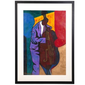 William Tolliver 1951-2000 Cello Blue Mixed Media