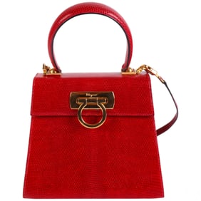 Salvatore Ferragamo Red Gancio Top Handle Handbag