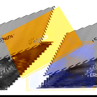 Fendi Karl Lagerfeld "Karl Loves Fendi" LE Shawl: Fendi Roma Karl Loves Fendi limited edition shawl designed in collaboration with Karl Lagerfeld. Crafted in Italy from a luxurious 60% silk and 40% wool blend, the shawl features a cobalt blue FF jacq
