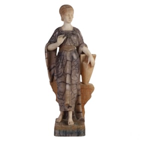 Alabaster and Marble Renaissance Woman Sculpture