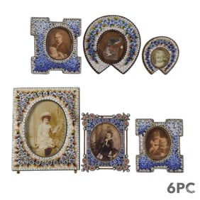 Antique Italian Micromosaic Picture Frame 6pc LOT