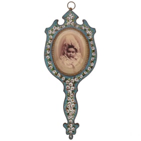 Antique 19C Italian Micromosaic Mirror Photo Frame
