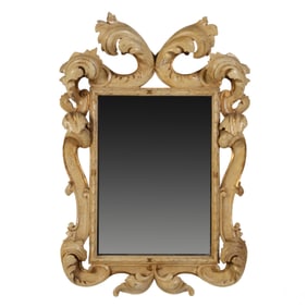 Hollywood Regency Wood Carved Italy Scroll Mirror