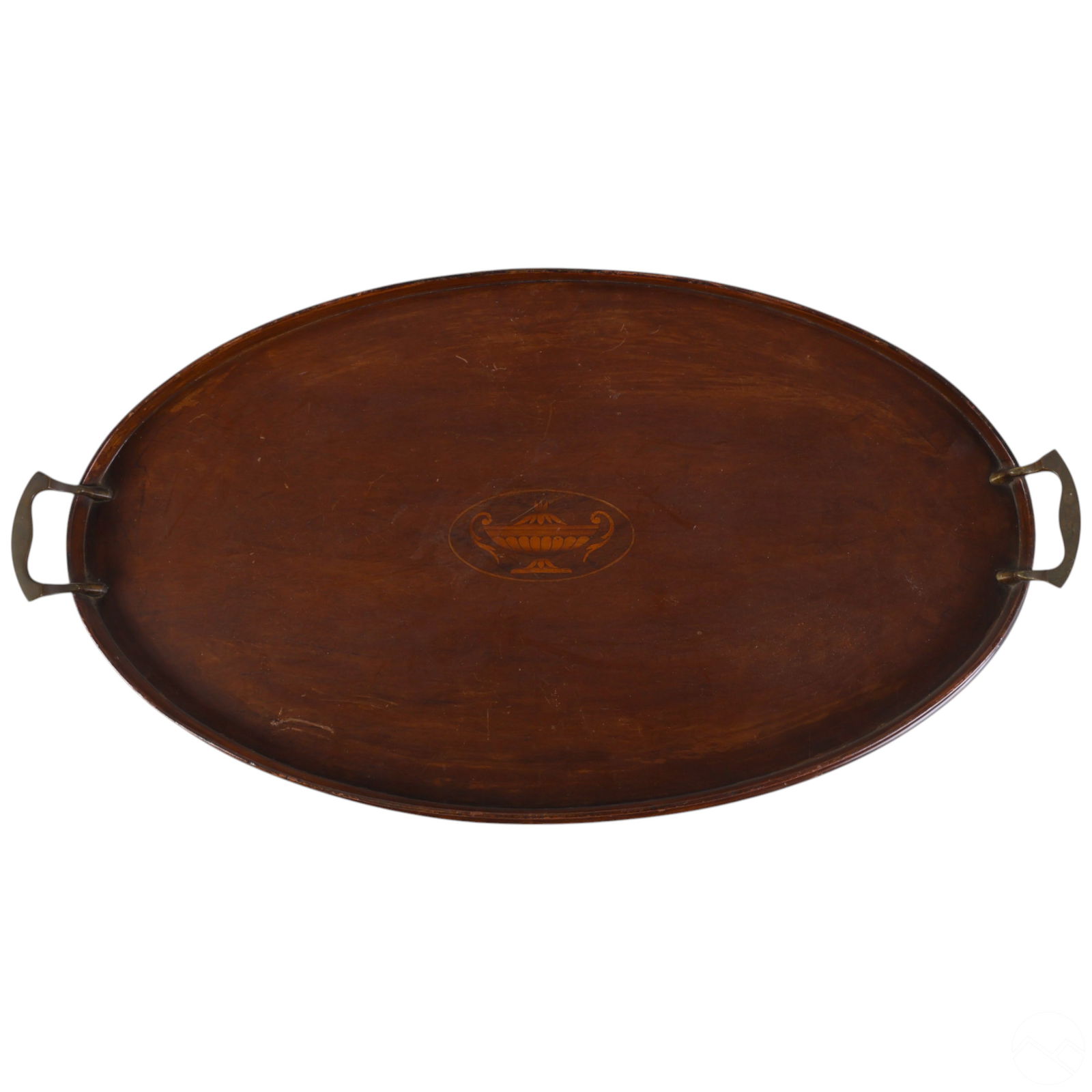 Edwardian Era Large Antique Mahogany Inlaid Tray (1 of 6)