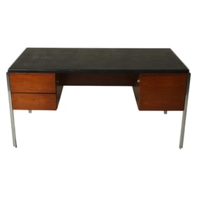 Stow Davis Mid Century Leather Top Steel Wood Desk