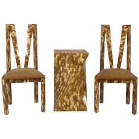 Mid Century Modern Tessellated Horn Table & Chairs