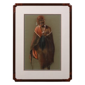 Frank Cornwell B.1939 African Man Pastel Portrait