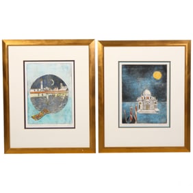 Italian Landscape Illustration Etchings 2pc LOT