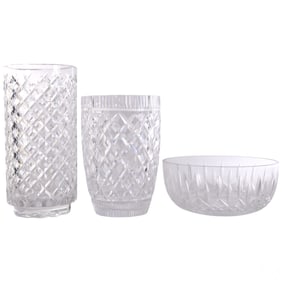 Waterford Crystal Lismore Alana Vase Bowl 3pc LOT